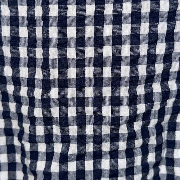 J. Crew Factory V Neck Button Front Navy Gingham Sleeveless Dress 0 Lined - Picture 3 of 9